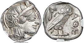 ATTICA. Athens. Ca. 440-404 BC. AR tetradrachm (25mm, 17.22 gm, 8h). NGC MS 5/5 - 4/5. Mid-mass coinage issue. Head of Athena right, wearing crested A...