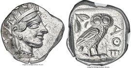 ATTICA. Athens. Ca. 440-404 BC. AR tetradrachm (25mm, 17.19 gm, 10h). NGC MS 4/5 - 5/5. Mid-mass coinage issue. Head of Athena right, wearing crested ...