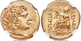 PONTIC KINGDOM. Mithradates VI (120-63 BC). AV stater (19mm, 8.25 gm, 12h). NGC Choice MS 5/5 - 5/5. Istrus, in the name and types of Lysimachus of Th...