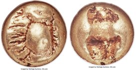IONIA. Ephesus. Ca. 600-550 BC. EL sixth-stater or hecte (10mm, 2.32 gm). NGC VF 4/5 - 4/5. 'Primitive' bee, viewed from above / Two incuse squares of...