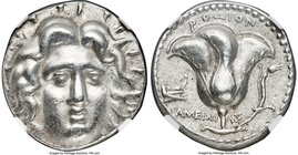 CARIAN ISLANDS. Rhodes. Ca. 230-205 BC. AR tetradrachm (25mm, 13.35 gm, 12h). NGC Choice XF 5/5 - 4/5. Ameinias, magistrate. Radiate head of Helios fa...