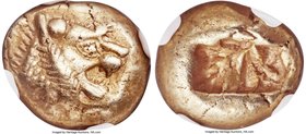 LYDIAN KINGDOM. Alyattes or Walwet (ca. 610-546 BC). EL third stater or trite (13mm, 4.69 gm). NGC Choice VF 5/5 - 3/5. Uninscribed, Lydo-Milesian sta...