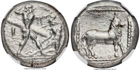 CILICIA. Uncertain mint. Ca. late 5th century BC. AR stater (20mm, 10.76 gm, 6h). NGC XF S 5/5 - 4/5, edge cut. Heracles standing right, nude but for ...