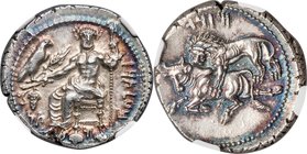 CILICIA. Tarsus. Mazaeus as Satrap (ca. 361-328 BC). AR stater (24mm, 10.88 gm, 4h). NGC Choice MS 4/5 - 5/5. B'LTRZ (Aramaic), Ba'altars seated left,...