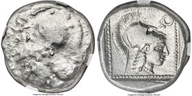 CYPRUS. Lapethus. Sidqmelek (?) (ca. 435 BC). AR stater (22mm, 11.05 gm, 10h). NGC Choice VF 2/5 - 5/5. Head of Athena left, wearing crested Corinthia...