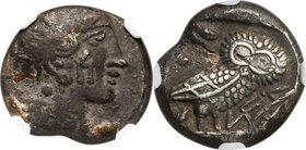 ARABIA. Southern. Qataban. Ca. 350-300 BC. AR didrachm (18mm, 8.26 gm, 9h). NGC Choice VF 4/5 - 3/5. Imitating Athens. Head of Athena right, k (in Sou...