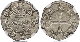 Cilician Armeria. Levon I (1198-1219) Denier ND (c. 1208) XF Details (Environmental Damage) NGC, Sis mint, CCS-134, Bed-12. 0.86gm. + ARMENOR, crowned...