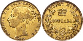 Victoria gold Sovereign 1856-SYDNEY VF20 NGC, Sydney mint, KM2. Light wear on the high points and luminous saffron color. A few insignificant blemishe...