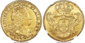 João V gold 6400 Reis 1742-R AU Details (Test Cut) NGC, Rio de Janeiro mint, KM149. A collectible example with light, even wear on the highpoints and ...