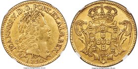 João V gold 6400 Reis 1750-R AU53 NGC, Rio de Janeiro mint, KM149. Subdued luster evident in the fields. From the Allen Moretti Swiss Collection

HI...