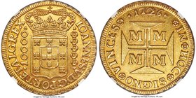 João V gold 10000 Reis 1726-M MS60 NGC, Minas Gerais mint, KM116, Fr-34. A lightly toned example with bold, nicely struck features and good underlying...