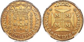 João V gold 20000 Reis 1727-M AU50 NGC, Minas Gerais mint, KM117. A handsome example with minimal wear for the grade and nice rose-gold toning.

HID...