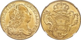 Jose I gold 6400 Reis 1752-R AU55 NGC, Rio de Janeiro mint, KM172.2, LMB-420. Struck to an even depth with good centering and clear detail visible thr...