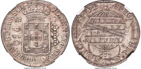 João Prince Regent 960 Reis 1817-R AU Details (Plugged) NGC, Rio de Janeiro mint, KM307.3. Struck over a Spanish colonial Pillar Dollar (8 Reales). Th...