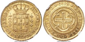 João Prince Regent gold 4000 Reis 1812-(R) MS63 NGC, Rio de Janeiro mint, KM235.2. A superbly struck specimen with a bright lemon-gold chroma, satiny ...