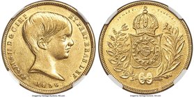 Pedro II gold 10000 Reis 1836 AU53 NGC, KM451. Fully struck and bold, with subdued luster and lemon-gold surfaces. From the Dresden Collection

HID0...
