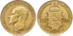 Alexander I gold 100 Leva 1894-KБ AU50 ANACS, Kremnitz mint, KM21, Fr-2. Mintage: 2,500. Scarce and accordingly highly contested when encountered in v...