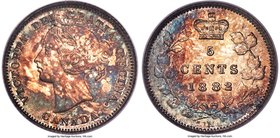 Victoria 5 Cents 1882-H MS64 PCGS, Heaton mint, KM2. An offering of relatively high technical caliber for the type, revealing a unique patchwork patte...