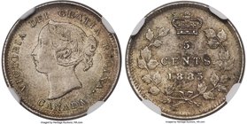 Victoria 5 Cents 1885 MS64 NGC, London mint, KM2. A notable shimmering luster is strongly evident on the obverse, and the whole is characterized but a...