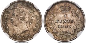 Victoria "Large 5" 5 Cents 1885 MS63 NGC, London mint, KM2. Large 5 variety. Significant luster remains under an attractive deep cabinet tone.

HID0...