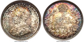George V 5 Cents 1913 MS66 NGC, Ottawa mint, KM22. A gem example that is fully lustrous and has substantial peripheral toning of cobalt and burgundy h...