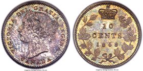 Victoria Specimen "Reeded Edge" 10 Cents 1858 SP64 PCGS, London mint, KM3. Reeded edge variety. A sharp example of this early presentation strike, wit...