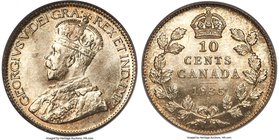 George V 10 Cents 1935 MS65 PCGS, Royal Canadian mint, KM23a. Nice cartwheel luster with hints of tone just beginning. A scarcer date in superior grad...