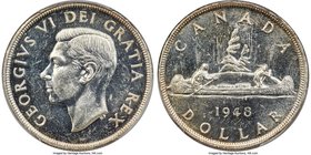 George VI Dollar 1948 MS62 PCGS, Royal Canadian mint, KM46. A reflective example of this better date, which is sought by collectors throughout the ful...