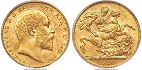 Edward VII gold Sovereign 1910-C MS63 PCGS, Ottawa mint, KM14, S-3970. Toned to a deep orange hue, rendering it both a visually appealing example and ...
