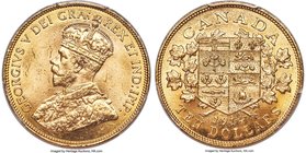 George V gold 10 Dollars 1914 MS64+ PCGS, Ottawa mint, KM27. Bright golden luster and a lack of all but the lightest contact places this offering at t...