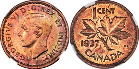 George VI 6-Piece Certified Mirror Finish Specimen Set 1937 NGC, 1) Cent - SP64 Red and Brown, KM32 2) 5 Cents - SP67, KM33 3) 10 Cents - SP64, KM34 4...