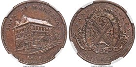 Lower Canada. Bank of Montreal "Side View" 1/2 Penny Token 1839 AU Details (Scratches) NGC, Br-524, LC-10B1, Courteau-33. This piece has the character...