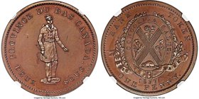 Lower Canada. Quebec Bank bronzed Proof "Habitant" Penny Token 1837 PR62 Brown NGC, Br-522, LC-9B1. Medal alignment, strong ground, period after CANAD...