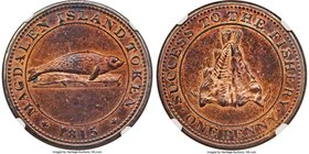 Magdalen Island Proof Penny Token 1815 PR62 Red and Brown NGC, KM-Tn1, Br-520, LC-1. A predominantly fire red example with scattered areas of darkened...