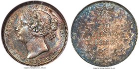 New Brunswick. Victoria 20 Cents 1862 MS62 NGC, London mint, KM9. Bold details and deeply toned with pleasant iridescent hues, crisp strike and shimme...