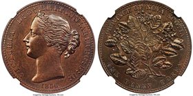 Nova Scotia. Victoria Specimen Pattern Penny Token 1856 SP64 Brown NGC, Br-875, NS-6A1. With "L.C.W." (for Leonard Charles Wyon), coin alignment. Aged...