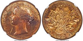 Nova Scotia. Victoria Specimen Pattern Penny Token 1856 SP62 Red and Brown NGC, Br-875, NS-6A1. With "L.C.W." (for Leonard Charles Wyon), coin alignme...