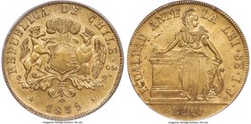 Republic gold 8 Escudos 1839 So-IJ AU55 PCGS, Santiago mint, KM104.1. A quite scarce and desirable type in higher preservations. The present specimen ...