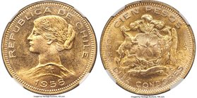Republic gold 100 Pesos 1958-So MS68 NGC, Santiago mint, KM175. A resplendent, practically flawless example. Tied for finest graded at NGC, with none ...