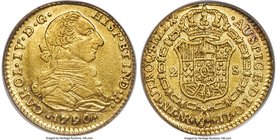 Charles IV gold 2 Escudos 1790 NR-JJ AU55 PCGS, Nuevo Reino mint, KM51.1. Sparkling peripheral luster noted especially on the reverse. 

HID09801242...