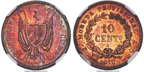 Republic copper Proof Pattern 10 Centavos 1870 P-CT PR63 Red and Brown NGC, Potosi mint, KM-X2a. An absolutely blazing, choice example, with rich red ...
