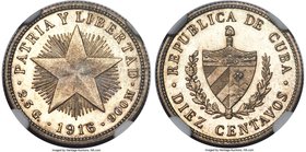 Republic Proof "Star" 10 Centavos 1916 PR65 Cameo NGC, KM-A12. A lovely cameo piece with deeply mirrored fields and attractive frosted devices. The su...