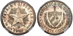 Republic Proof "Star" 40 Centavos 1916 PR64 Cameo NGC, KM14.3. Deeply mirrored fields shimmer with reflectivity and a gentle tone, all contrasted agai...