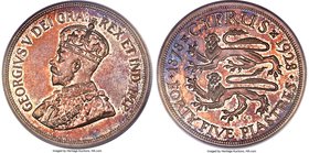 British Colony. George V Proof 45 Piastres (5 Shillings) 1928 PR64 PCGS, London mint, KM19, Dav-242, Prid-1A. Proof Mintage: 517. An exceptionally rar...