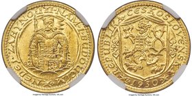 Republic gold Ducat 1930 MS64 NGC, Kremnitz mint, KM8. A bright coin with considerable mint luster and a handsome golden chroma. The first example we ...