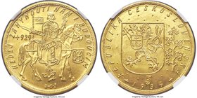 Republic gold 5 Dukatu 1934 MS65+ NGC, KM13. Absolutely aglow with luster, a premium gem specimen of a type which rarely exceeds choice grade. Engrave...