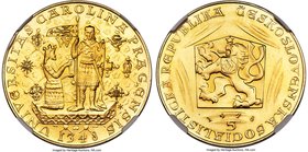 Republic gold 5 Dukaten 1978 MS67 NGC, KMX-M30. Struck to commemorate the 600th anniversary of the death of Charles IV. Intricate design and a conditi...