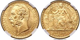 Danish Colony. Christian IX gold 4 Daler (20 Francs) 1905-(h) MS64 NGC, Copenhagen mint, KM72. A choice example with full mint brilliance and exceptio...