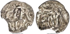 Carolingian. Charlemagne (768-814) Denier ND (771-793) AU Details (Damaged) NGC (photo-certificate), Limoges mint, Class 2, Rob-884, MEC I-725, MG-260...