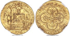 Aquitaine. Edward III (1325-1377) gold Écu d'or à la chaise ND (1344-1345) MS61 NGC, Bordeaux mint, Fr-2, Elias-33c (RR), W&F-38A 2/a (R). 4.51gm. +ЄD...